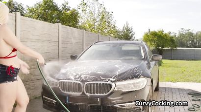 Big Titted Bikini Gf Wants Penis After Soapy Car Wash