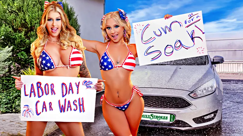 Car Wash Duo Shake Tits And Score Big