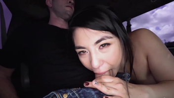 Joyful Asian Gal Mina Moon For Cash Copulates Inside Van