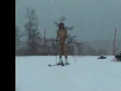 A Japanese Girl Skiing Naked