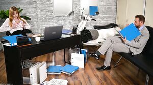 Scarlett Jones   Busty Redhead MILF In Lingerie Gets Fucked In Office