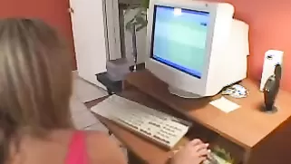 Blonde Domina Is Spanking A Big Bottomed Hottie In The Office