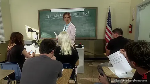 Hot MILF Teacher With Giant Tits Gangbanged By Students 18+! Double Anal!   Syren Demer