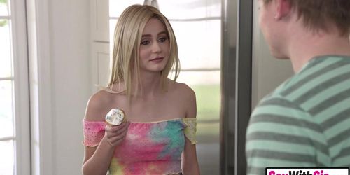 Naughty Blonde Teen Step Sister Fucks Annoying Big Dick Stepbro