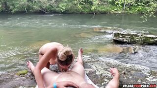 Blonde Chick Fucked And Creampied By The River
