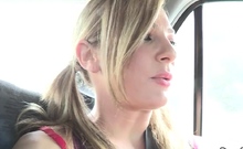 Horny Blonde Bitch Analtoyed In Car