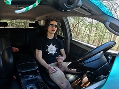 Guy With Big Dick Wanks In His Car