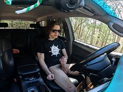 Guy With Big Dick Wanks In His Car