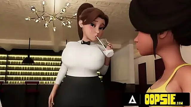 OOPSIE   Waitress Gets Mouth And Ass Filled With Cum During Service! 3D CARTOON PORN!
