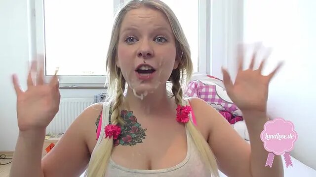 Sexy Blonde Teen Luna Takes Big Cocks And Cums On Face In German POV Compilation