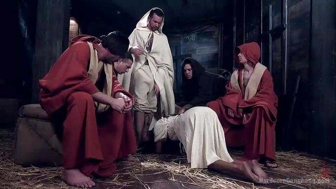 Sex Slave Sucks Off All The Leaders In A Wild Hardcore Gangbang