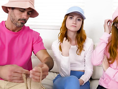 Swinger Foursome With Teen Pale Redhead Babes And Their Step Fathers