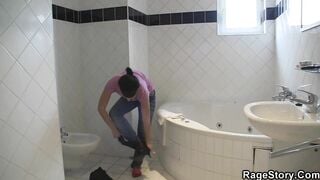 RAGESTORY   European Gf Takes Extreme Cock Riding After Shower