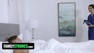 Hot Stepsis In Nurse Uniform Natalie Porkman Covers Stepbro's Shaft In Pussy Juice   FamilyStrokes