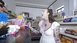 Kylie Jones Kiki Isobel Amyyy Little Slut Taking Turn On Huge Cock In Public Shop