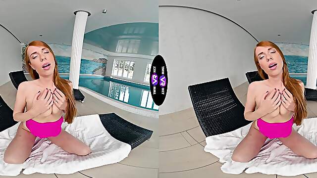 Redhead Beauty Holly Molly Enjoys Solo Play By The Pool In Hd