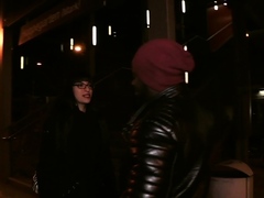 Public Interracial Blowjob With Nerdy