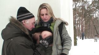 LOVEHOMEPORN   Outdoor Winter Fun With A Hot Blonde Chick