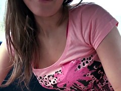 Brunette Amateur Babe Bangs In The Car In Public Places