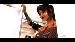 Toilet Fuck Between Horny 3d Shemales With Big Cocks