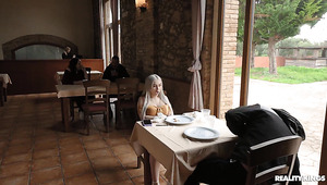 Big Breasted Blondie Lisi Gives A Blowjob In A Car And Gets Anal Creampied