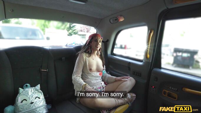 Hippy Chick Has Her Boobies Out In The Taxi