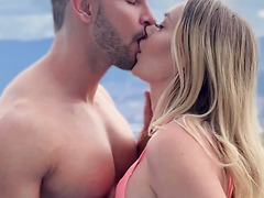 Plumpish Busty Blonde PAWG Gets Deepthroated & Fucked Hard By A Horny Jock By The Pool