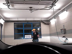 Pretty Slim Brunette Car Washer Agreed To Sexually Please A Generous Client At The Service Station