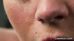 Feisty Doll Gets Cumshot On Her Face Eating All The Lov