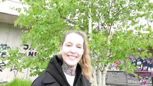 GERMAN SCOUT   Crazy German Tattoo Model Lisa Rocketcock Pickup For Casting Fuck