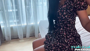 Perfectly Shaped Asian Hottie Pleases European Tourist In Hotel Suite