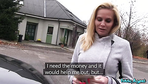 Elegant Sexy Busty Blonde MILF Pleases A Stranger With Hot Fuck In His Car To Get The Desired Cash