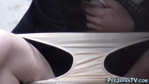 Petite Asian With Hairy Pussy Peeing Outdoors On Public