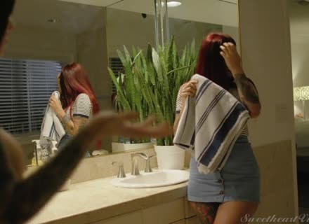 Curvy Redhead Comforts Busty Karma Rx With Her Tongue