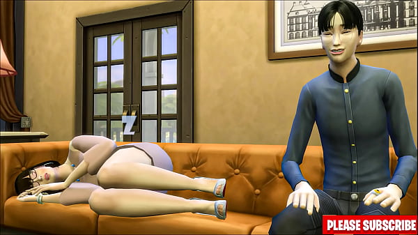 Step Son Fucks Korean Big Tits Mom On The Couch Watching TV | Korean Mom And Son Fucking