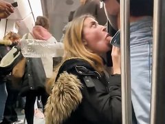 Blowjob On Busy Public Train In Front Of Strangers