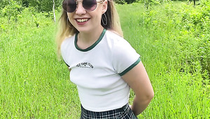 Aroused Young Blonde Gets Fucked By Her Lustful Colleague Outdoors In Her Mouth And Pussy