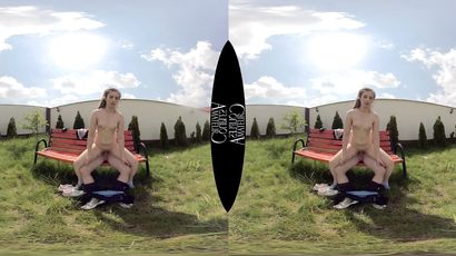 Petite Step Sis Couple’s Wild Public Passion On Bench