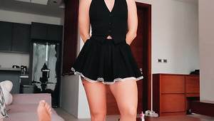 Leggy Maid In Stockings Gives Me A Blowjob And Allows To Fuck Her Like A Whore